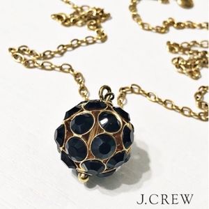 Designer J. Crew Black Faceted Gold Crystal Ball Necklace